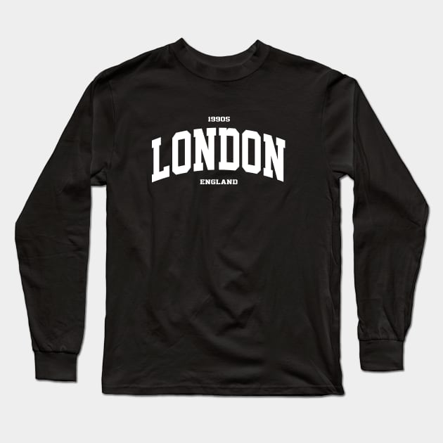 London England College Style 1990s Long Sleeve T-Shirt by Aspita
